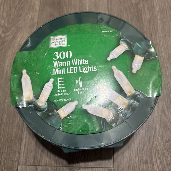Brand New Home Accents Holiday 300 Ct WARM WHITE Mini LED Lights 87ft - Picture 1 of 4